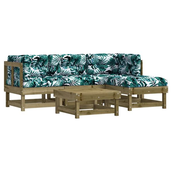 vidaXL 5-tlg. Garten-Lounge-Set mit Kissen Impr&auml;gniertes Kiefernholz