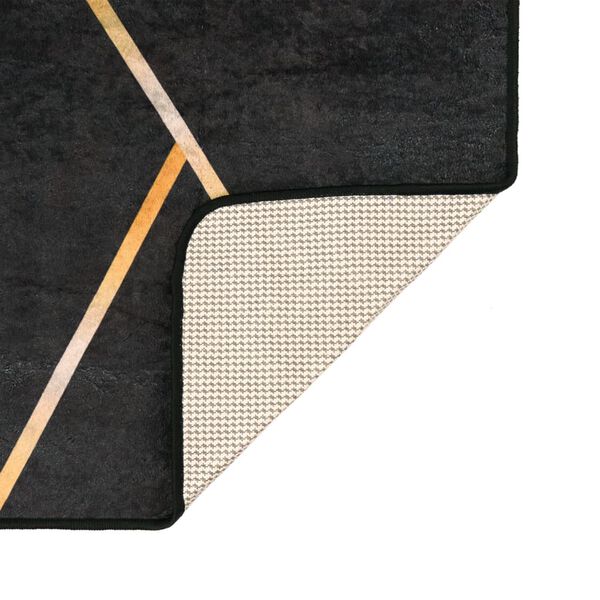 vidaXL Teppich Waschbar Schwarz und Golden 190x300 cm
