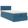 vidaXL Ottoman-Bett mit Matratze & LEDs Dunkelblau 90x200 cm Samt