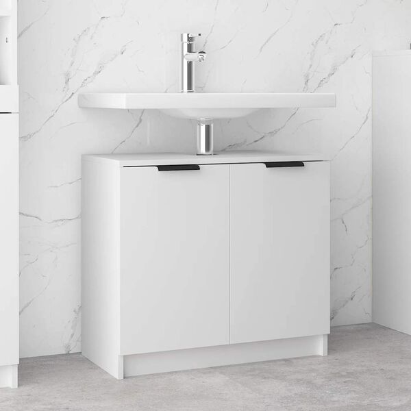 vidaXL Badschrank Wei&szlig; 64,5x33,5x59 cm Holzwerkstoff