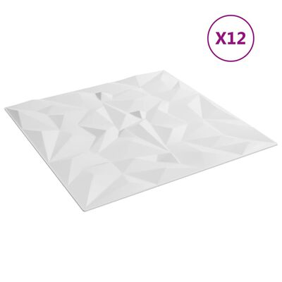 vidaXL Wandpaneele 12 Stk. Weiß 50x50 cm XPS 3 m² Amethyst