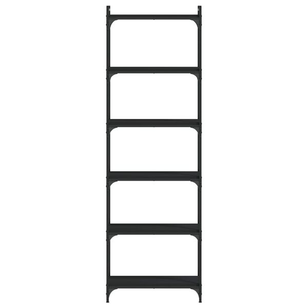 vidaXL B&uuml;cherregal 6 B&ouml;den Schwarz 60x30x188 cm Holzwerkstoff