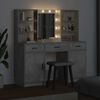 vidaXL Schminktischset mit LED mit T&uuml;r 3 pcs Beton Grau Holzwerkstoff