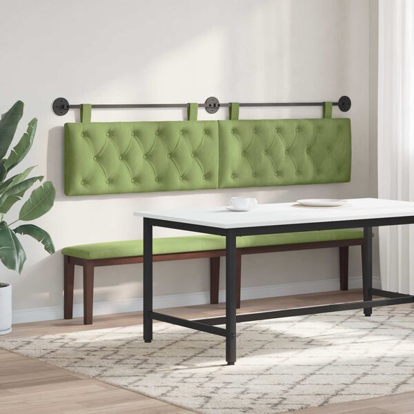 vidaXL H&auml;ngevorderseite Wandmontiert Hellgr&uuml;n 210 x 55 x 7 cm Samt