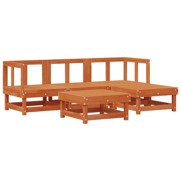 vidaXL Garten-Lounge-Set 15 pcs Wachsbraun Massives Kiefernholz