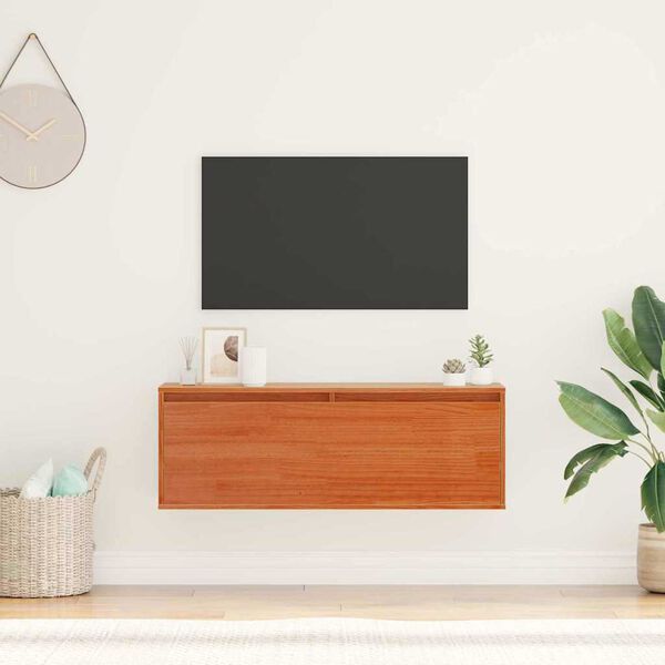 vidaXL Wandschrank Wachsbraun 100 x 30 x 35 cm Massives Kiefernholz