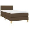 vidaXL Boxspringbett mit Matratze & LED Dunkelbraun 100x200 cm Stoff