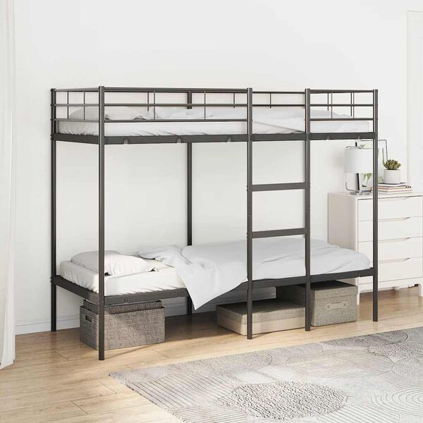 vidaXL Etagenbett ohne Matratze Schwarz 75x190 cm Stahl
