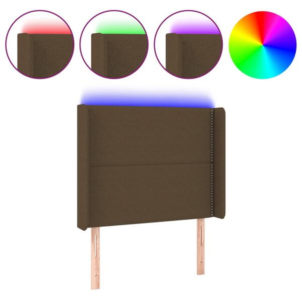 vidaXL LED Kopfteil Dunkelbraun 93x16x118/128 cm Stoff