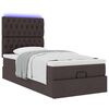 vidaXL Ottoman-Bett mit Matratze & LEDs Dunkelbraun 100x200 cm Stoff