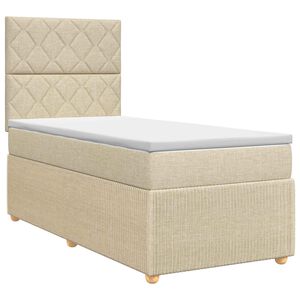 vidaXL Boxspringbett mit Matratze mit Kopfteil Creme 80 x 200 cm Stoff