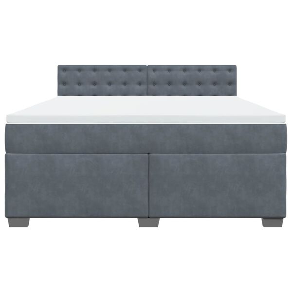 vidaXL Boxspringbett mit Matratze Dunkelgrau 180x200 cm Samt