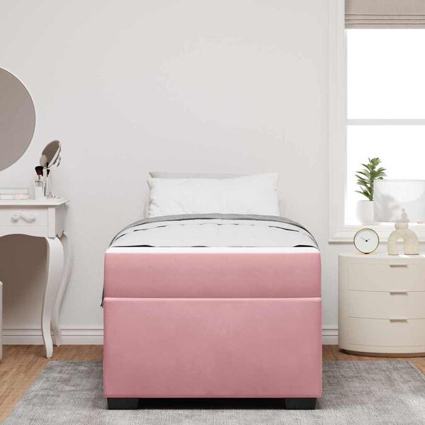 vidaXL Bettrahmen mit Matratze Rosa 100 x 200 cm Stoff