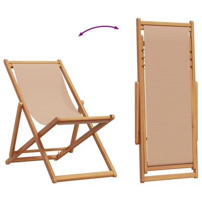 vidaXL Strandstuhl Klappbar Taupe Massivholz Eukalyptus und Stoff