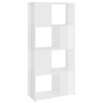 vidaXL Bücherregal Raumteiler Hochglanz-Weiß 60x24x124,5 cm