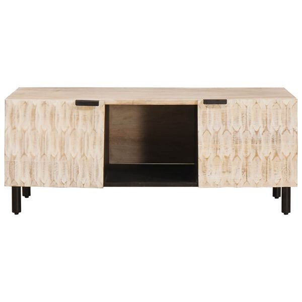 vidaXL Couchtisch Wei&szlig; 100 x 54 x 40 cm Massivholz Mango