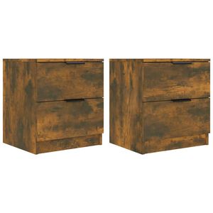 vidaXL Nachttische 2 Stk. R&auml;uchereiche Holzwerkstoff