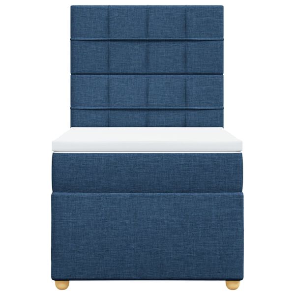 vidaXL Boxspringbett mit Matratze Blau 90x200 cm Stoff