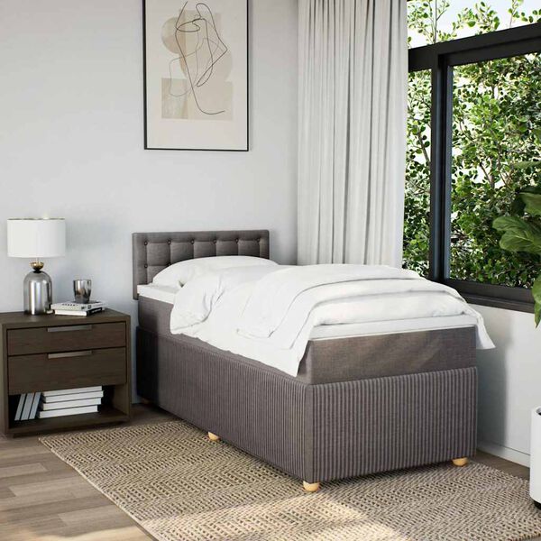 vidaXL Boxspringbett mit Matratze Taupe 90x190 cm Stoff