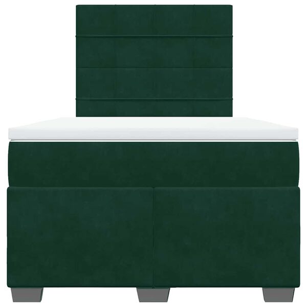 vidaXL Boxspringbett mit Matratze Dunkelgr&uuml;n 120x190 cm Samt