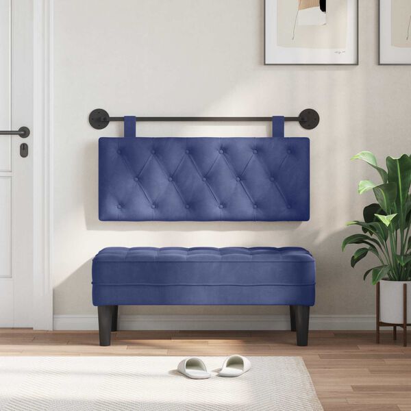vidaXL H&auml;ngevorderseite Wandmontiert Polizeiblau 110 x 55 x 7 cm Samt