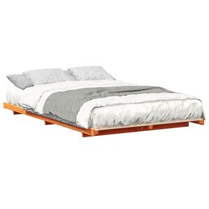 vidaXL Bodenbettgestell Wachsbraun 135 x 190 cm Massivholz Kiefer