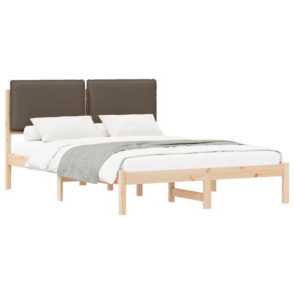 vidaXL Bettgestell mit gepolstertem Kopfteil Taupe 120 x 190 cm