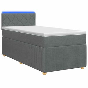 vidaXL Boxspringbett mit Matratze und LED Dunkelgrau 90 x 190 cm Stoff