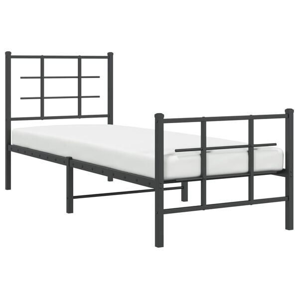 vidaXL Bettgestell mit Kopf- und Fu&szlig;teil Metall Schwarz 75x190 cm