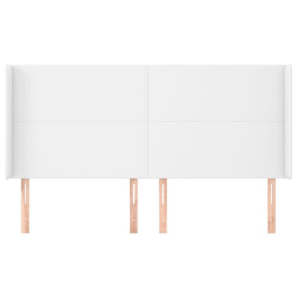 vidaXL Kopfteil mit Ohren Wei&szlig; 183x16x118/128 cm Kunstleder