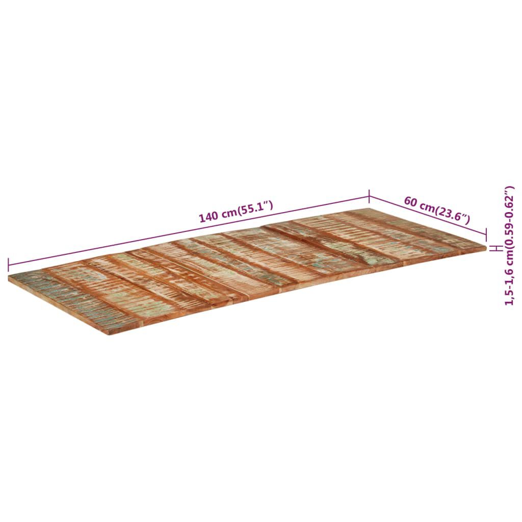 vidaXL Tischplatte Rechteck 60x140cm 15-16mm Recyceltes Massivholz Holzplatte 