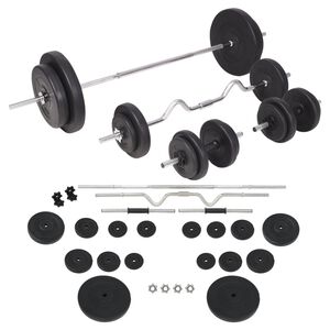 vidaXL Langhantel- und Kurzhantelset 90 kg