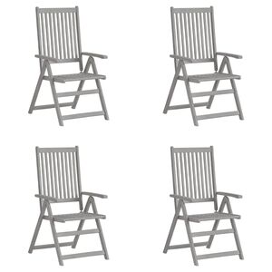 vidaXL Verstellbare Gartenst&uuml;hle 4 Stk. Grau Massivholz Akazie