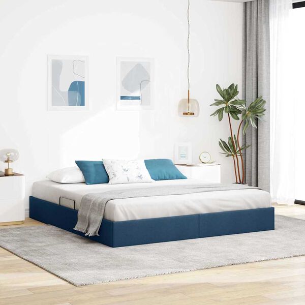 vidaXL Aufbewahrungsbett mit Matratze Blau 160 x 200 cm Stoff
