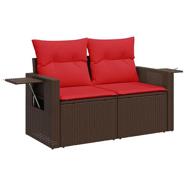 vidaXL 6-tlg. Garten-Sofagarnitur mit Kissen Braun Poly Rattan