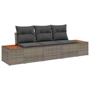 vidaXL Gartensofa-set 3 stk. Grau Poly-Rattan