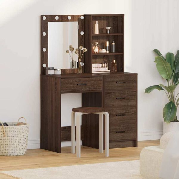 vidaXL Schminktisch 2 pcs Braun 50 x 41 x 135 cm Holzwerkstoff