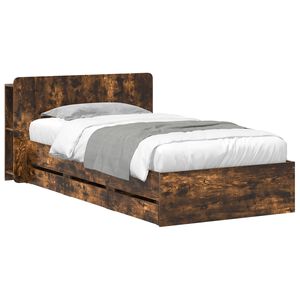 vidaXL Bettgestell mit Stauraum und Kopfteil R&auml;uchereiche 90 x 200 cm