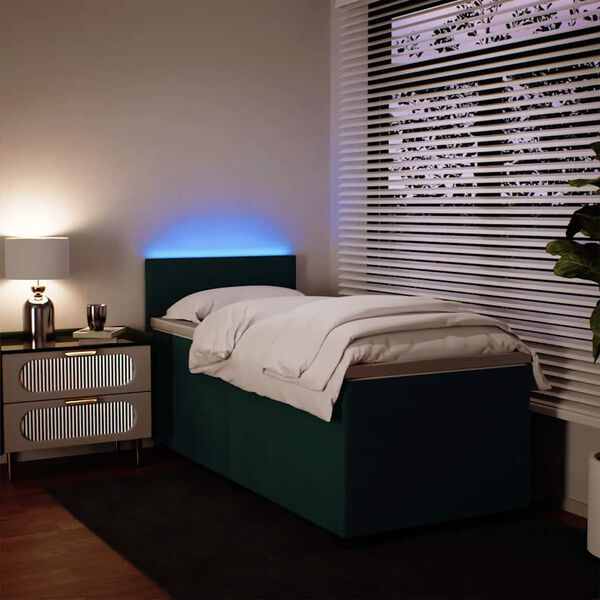 vidaXL Boxspringbett mit Matratze Dunkelgr&uuml;n 90x190 cm Samt