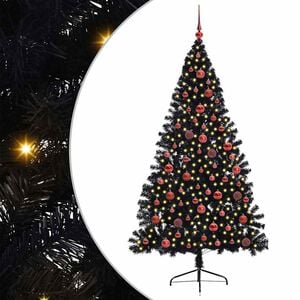 vidaXL K&uuml;nstlicher vorbeleuchteter Weihnachtsbaum Schwarz 180 cm PVC