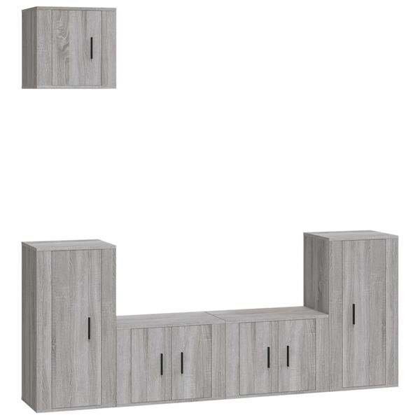 vidaXL 5-tlg. TV-Schrank-Set Grau Sonoma Holzwerkstoff