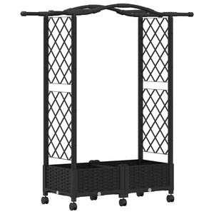 vidaXL Hochbeet mit Rankgitter und Dach Schwarz 124 x 40 x 129 cm PP