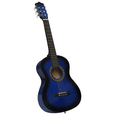 vidaXL 8-tlg. Klassische Gitarre Set für Anfänger Blau 1/2 34"