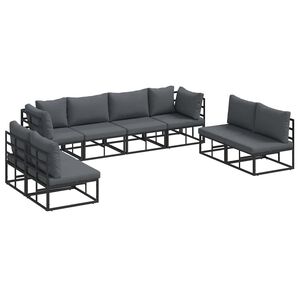 vidaXL Gartensofa-set 8 stk. Schwarz Aluminium