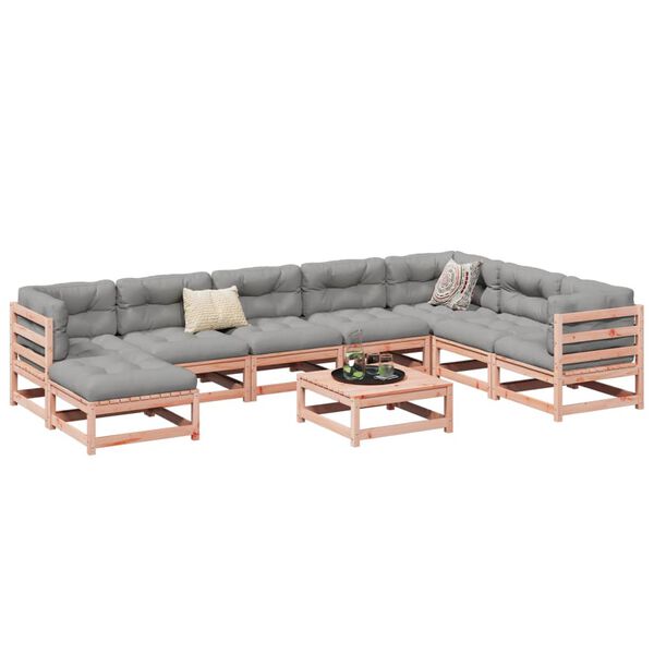 vidaXL 9-tlg. Garten-Sofagarnitur mit Kissen Massivholz Douglasie