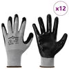 vidaXL Arbeitshandschuhe 12 pcs Grau und Schwarz 8 / m Polyester