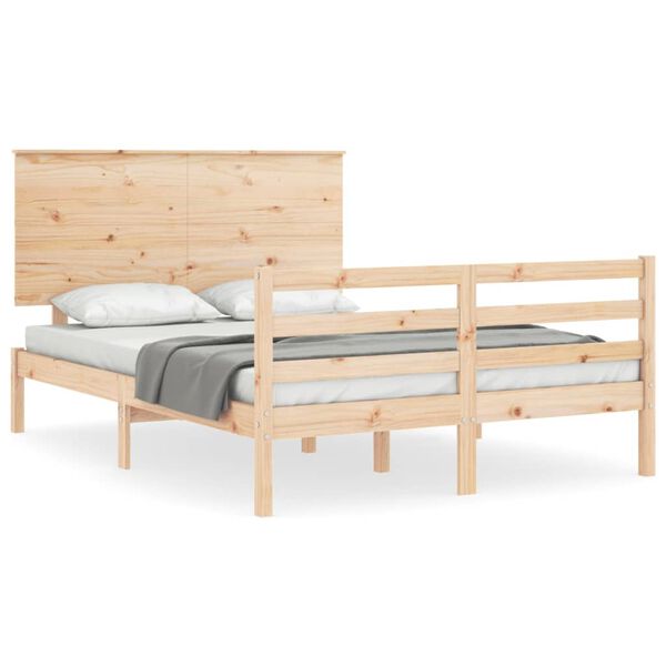 vidaXL Massivholzbett mit Kopfteil 140x190 cm
