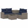 vidaXL Sofa Set 6 stk. Grau und Marineblau Polyrattan und Stahl