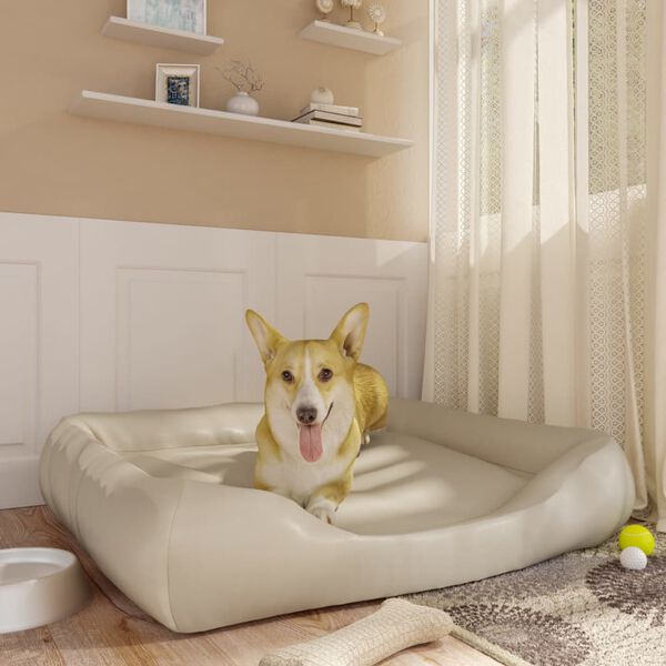 vidaXL Hundebett Beige 120x100x27 cm Kunstleder