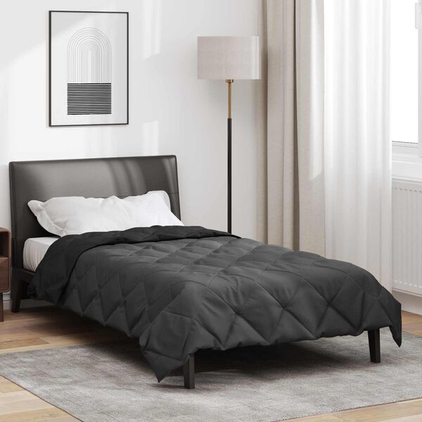 vidaXL Ganzjahresbettdecke Schwarz und Anthrazit 220 x 135 cm